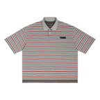 Unisex Striped Boxy Collared Polo Shirt